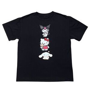 Black Sanrio T Shirt Hello Kitty Kuromi Cinnamoroll Y2K Goth Emo Cyber Size M
